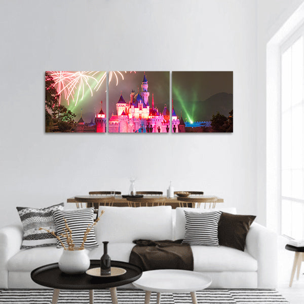 Firework at Hong Kong Disneyland Panoramic Canvas Wall Art