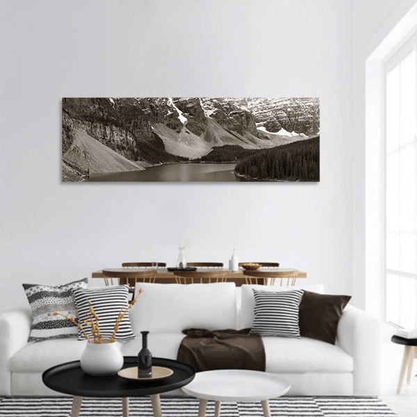 Moraine Lake with snow mountain panoramic canvas wall art