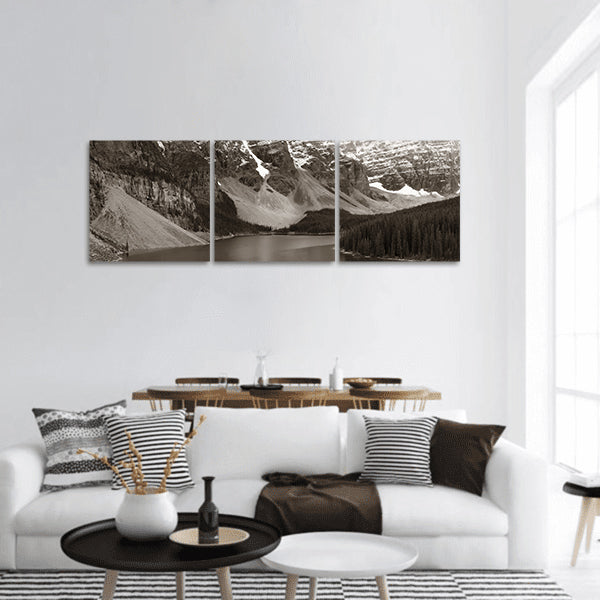Moraine Lake with snow mountain panoramic canvas wall art