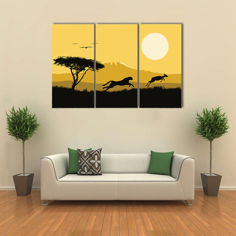 Vector Illustration Of Africa, Multi Panel Canvas Wall Art
