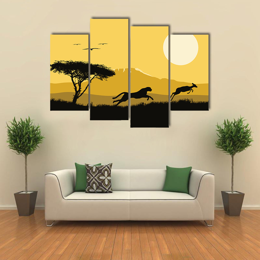 Vector Illustration Of Africa, Multi Panel Canvas Wall Art