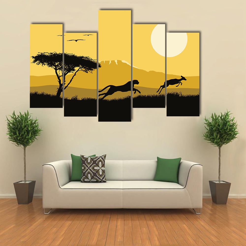 Vector Illustration Of Africa, Multi Panel Canvas Wall Art