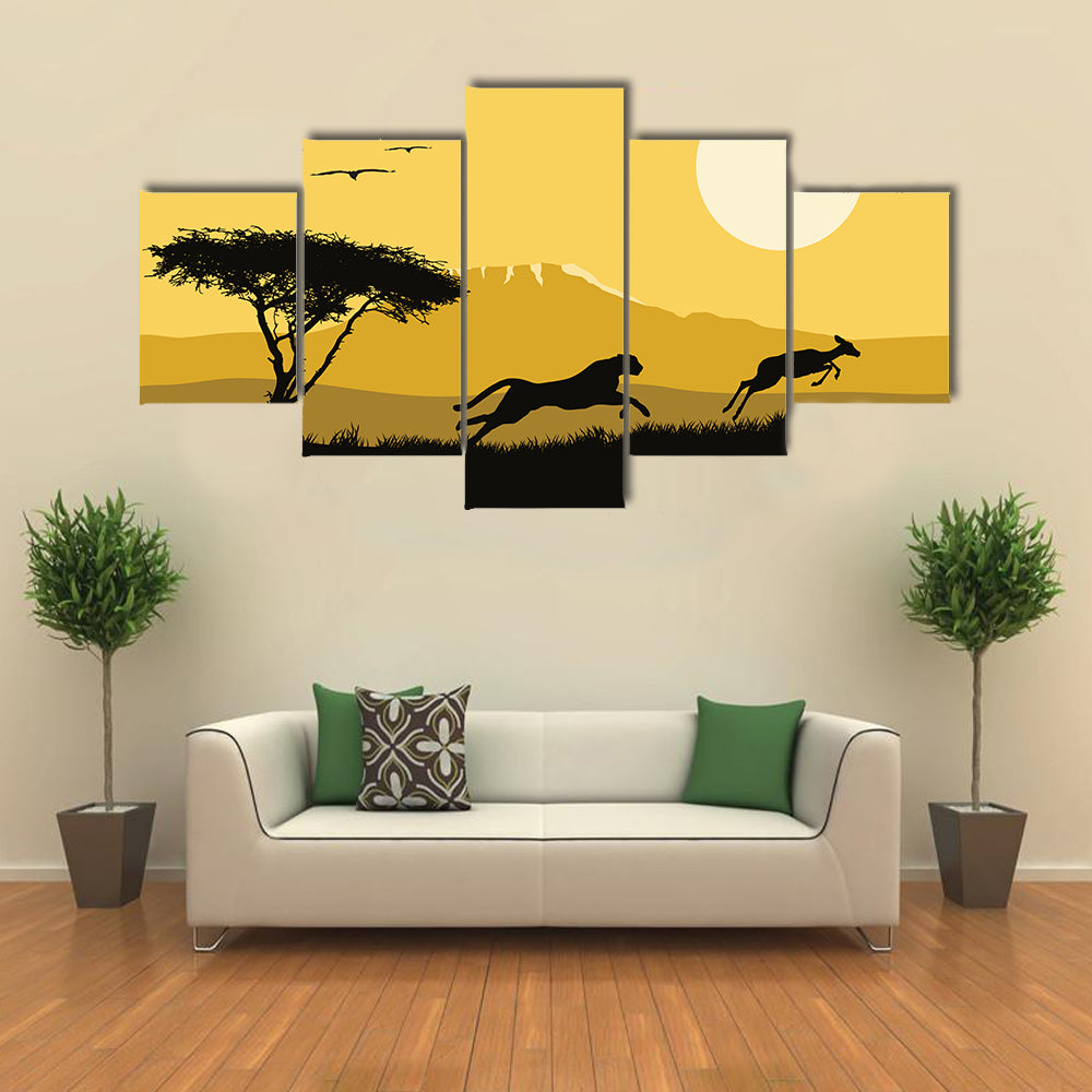 Vector Illustration Of Africa, Multi Panel Canvas Wall Art