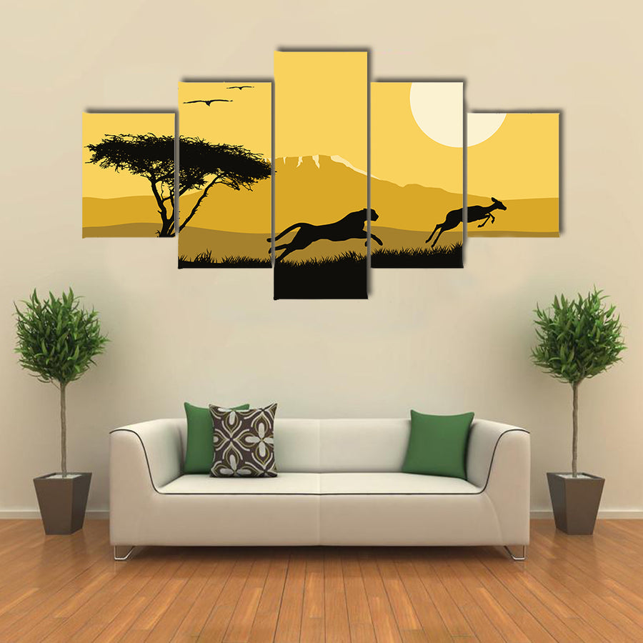 Vector Illustration Of Africa, Multi Panel Canvas Wall Art
