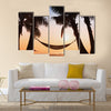 hammock and palm trees on the beach Multi Panel Canvas Wall Art