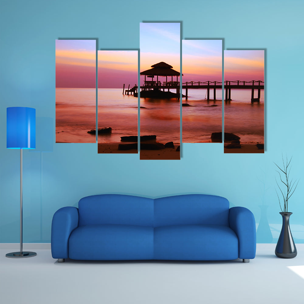 A most beautiful view of beach at sunset multi panel canvas wall art