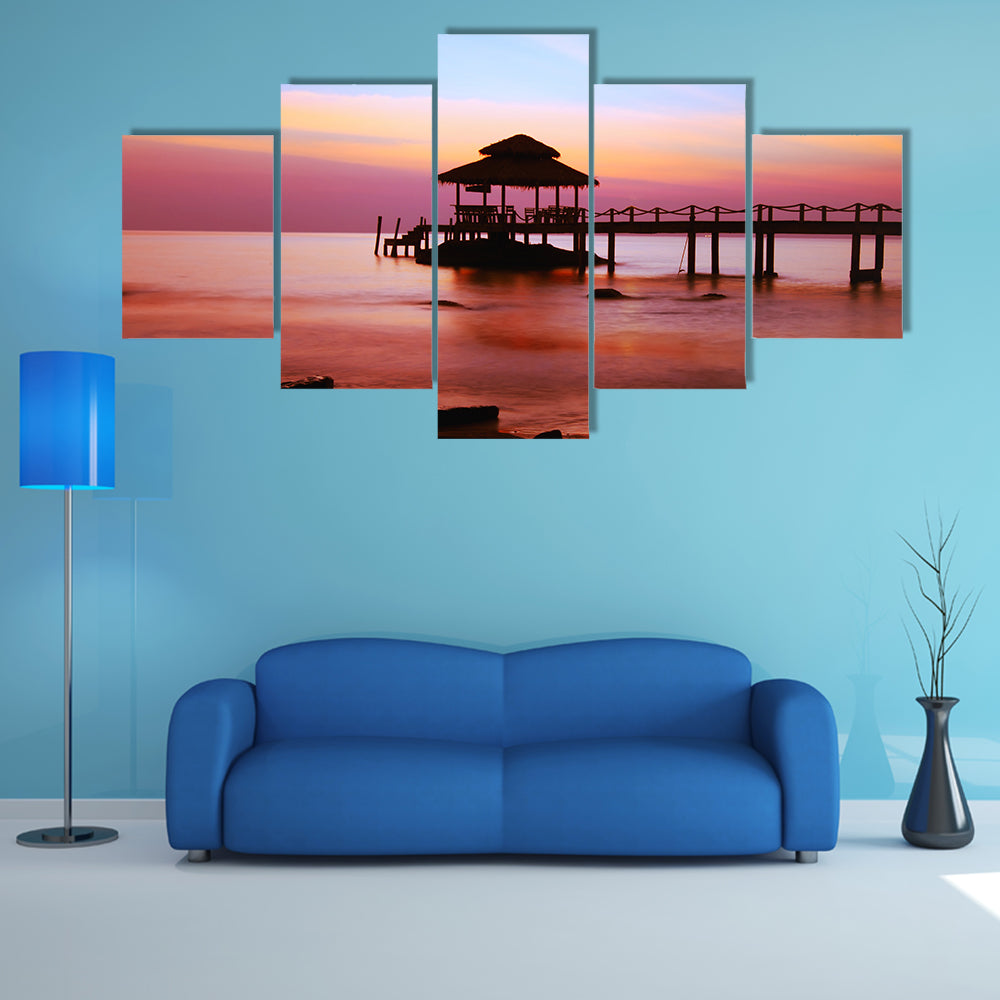 A most beautiful view of beach at sunset multi panel canvas wall art