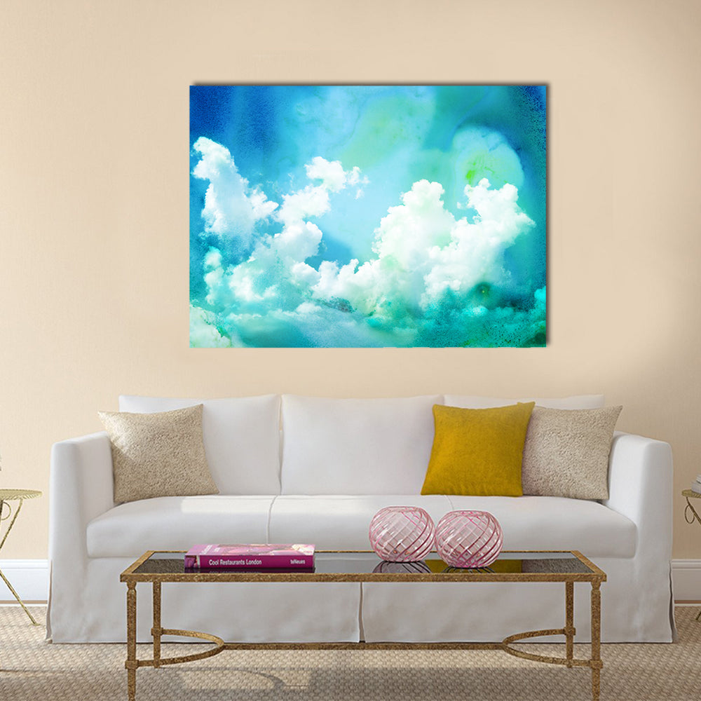 Abstract watercolor illustration of cloud. Watercolor painting on paper Multi panel canvas wall art