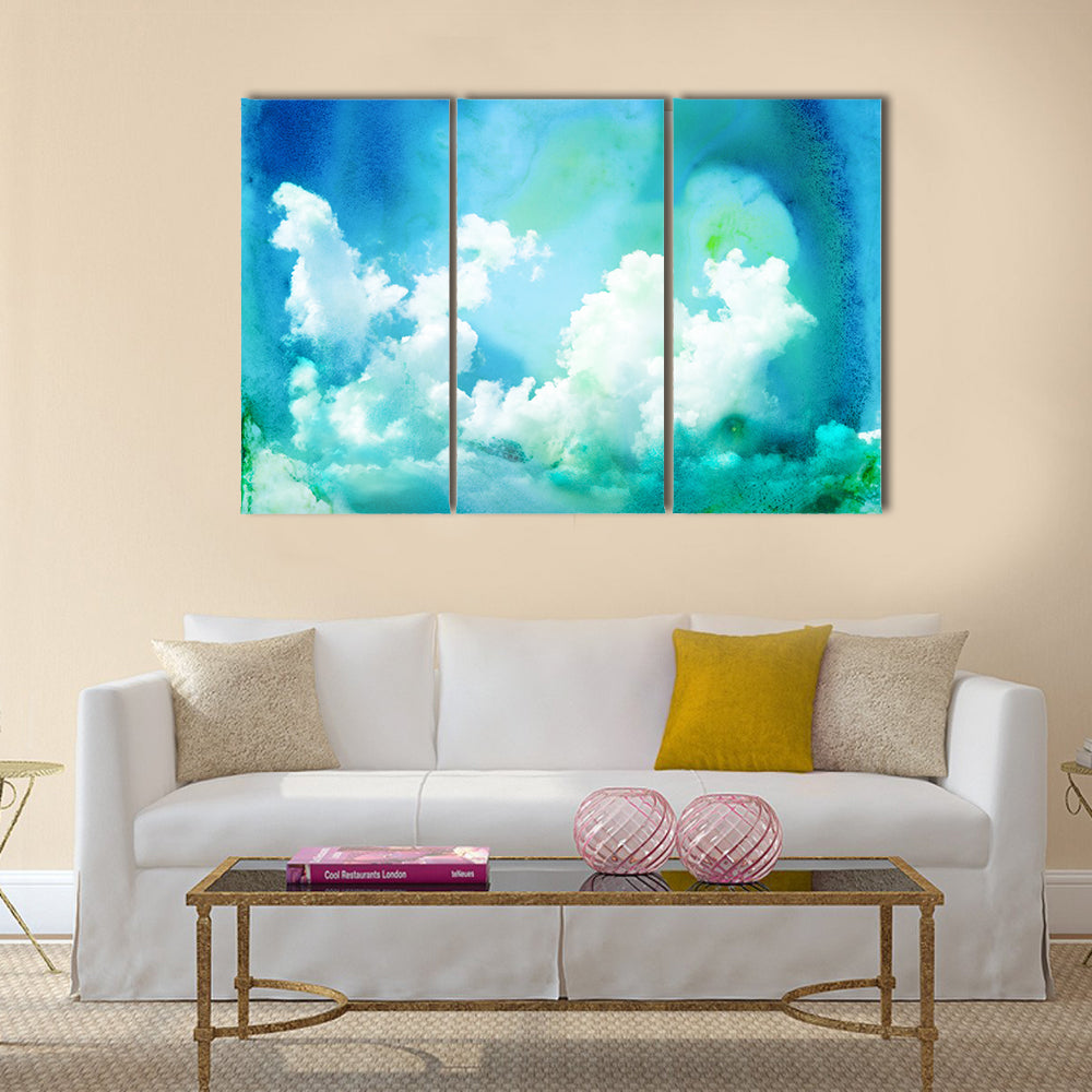 Abstract watercolor illustration of cloud. Watercolor painting on paper Multi panel canvas wall art