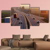 Traffic on highway with cars multi panel canvas wall art