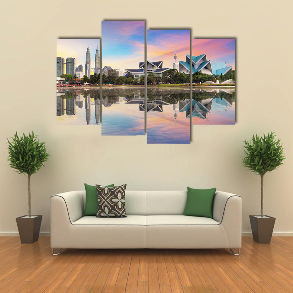 Kuala Lumpur, Skyline At Titiwangsa Park, Malaysia, Multi Panel Canvas Wall Art