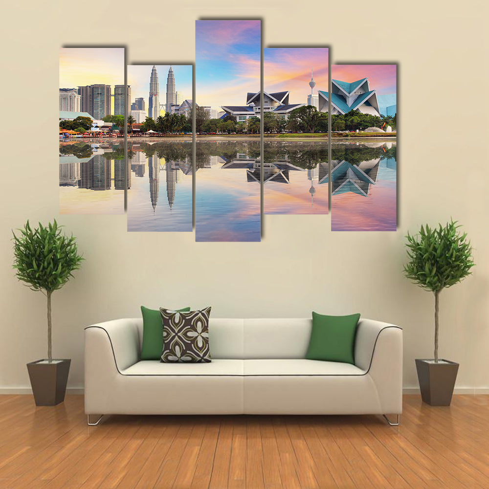 Kuala Lumpur, Skyline At Titiwangsa Park, Malaysia, Multi Panel Canvas Wall Art