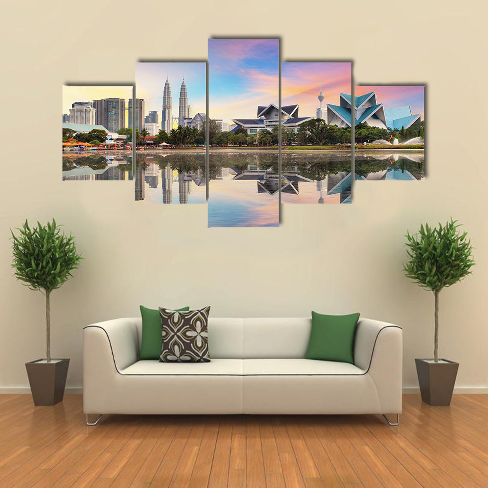Kuala Lumpur, Skyline At Titiwangsa Park, Malaysia, Multi Panel Canvas Wall Art