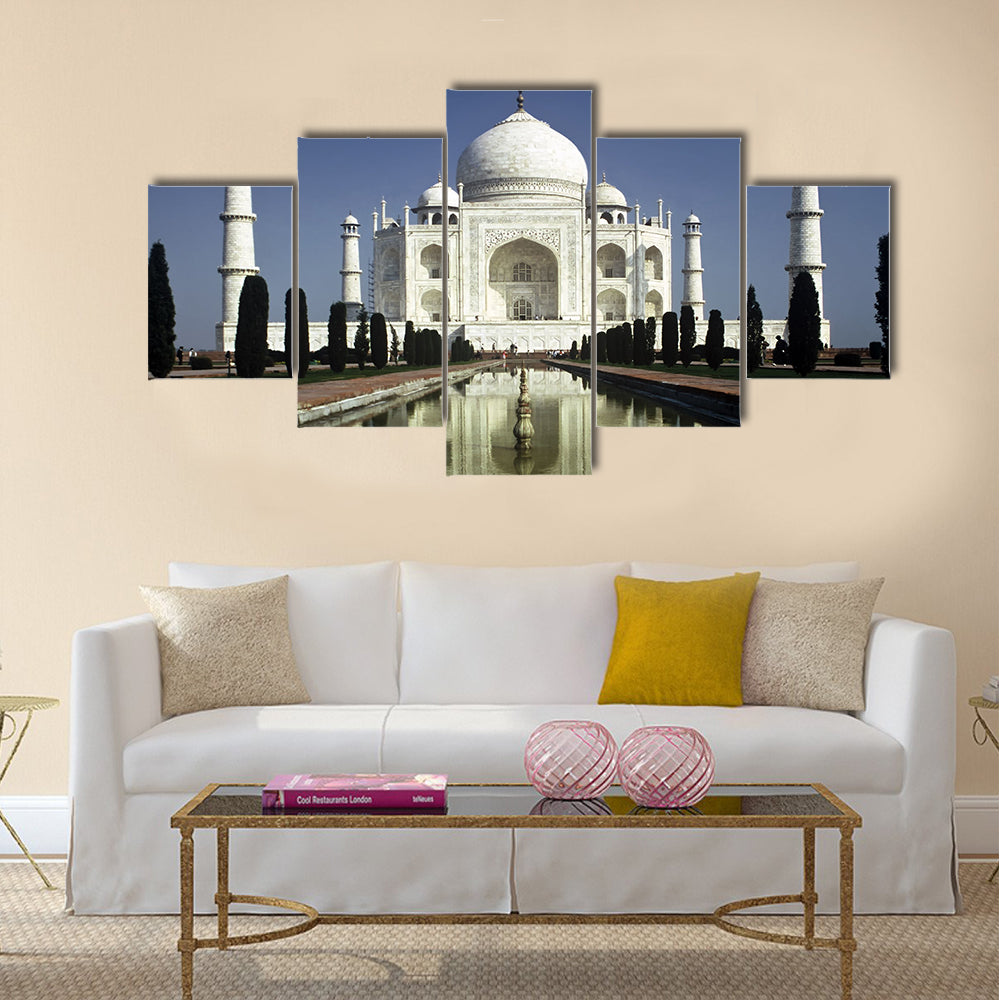 Taj Mahal in the Morning in Uttar Paradesh Multi Panel Canvas Wall Art
