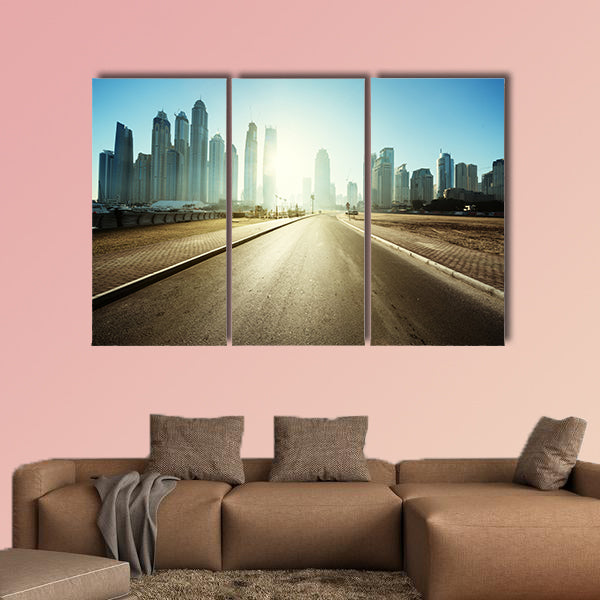 Road in Dubai, United Arab Emirates multi panel canvas wall art