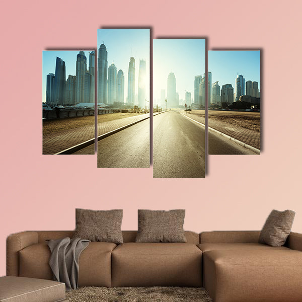 Road in Dubai, United Arab Emirates multi panel canvas wall art