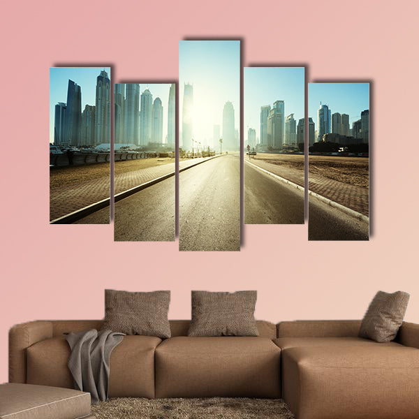 Road in Dubai, United Arab Emirates multi panel canvas wall art