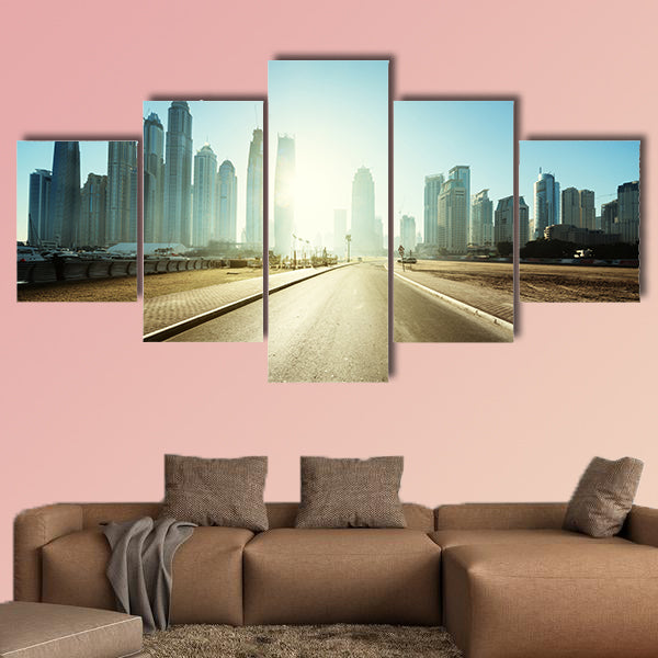 Road in Dubai, United Arab Emirates multi panel canvas wall art