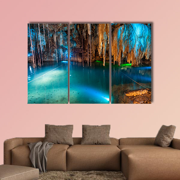 Cenote Dzitnup near Valladolid, Mexico multi panel canvas wall art