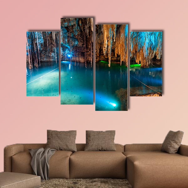 Cenote Dzitnup near Valladolid, Mexico multi panel canvas wall art