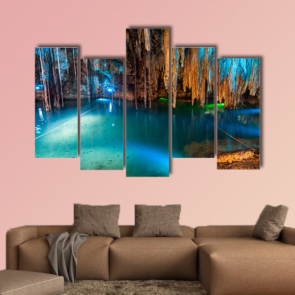 Cenote Dzitnup near Valladolid, Mexico multi panel canvas wall art
