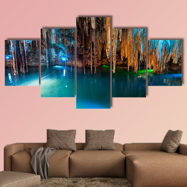 Cenote Dzitnup near Valladolid, Mexico multi panel canvas wall art