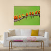 Nine of Sun Conure Parrot bird perching on a branch on green background Multi panel canvas wall art