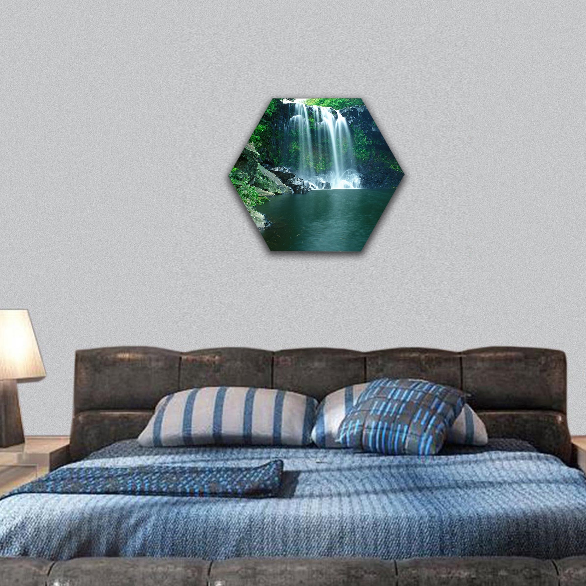 Famous Chunjeyun Waterfall  in South Korea hexagonal canvas wall art