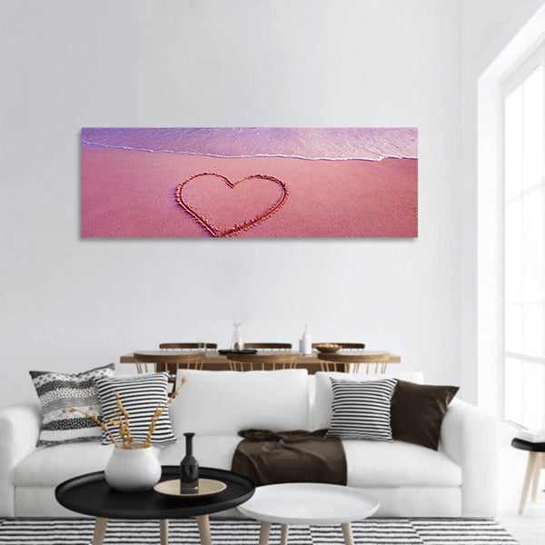 Image of heart symbol panoramic canvas wall art
