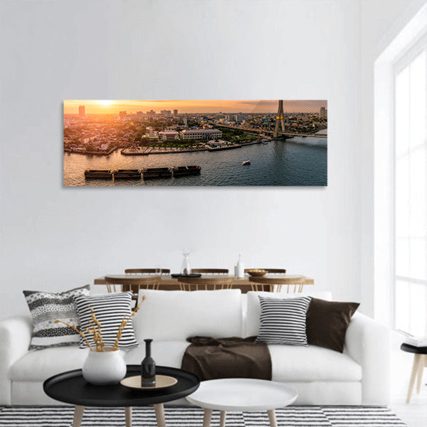 Chao phraya river panoramic canvas wall art