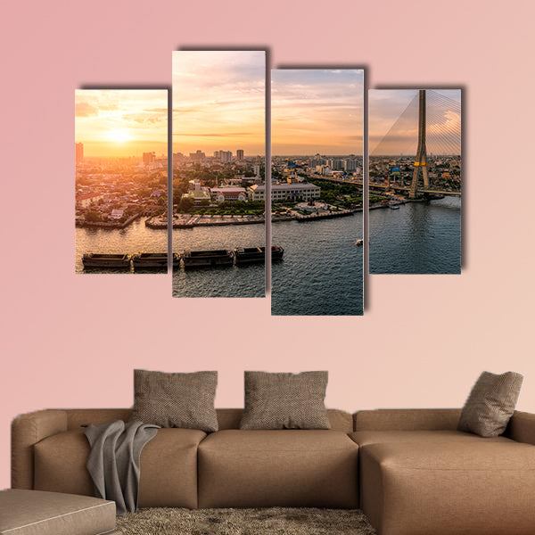 Sunset Bangkok Chao Phraya River and Rama8 Bridge wall art