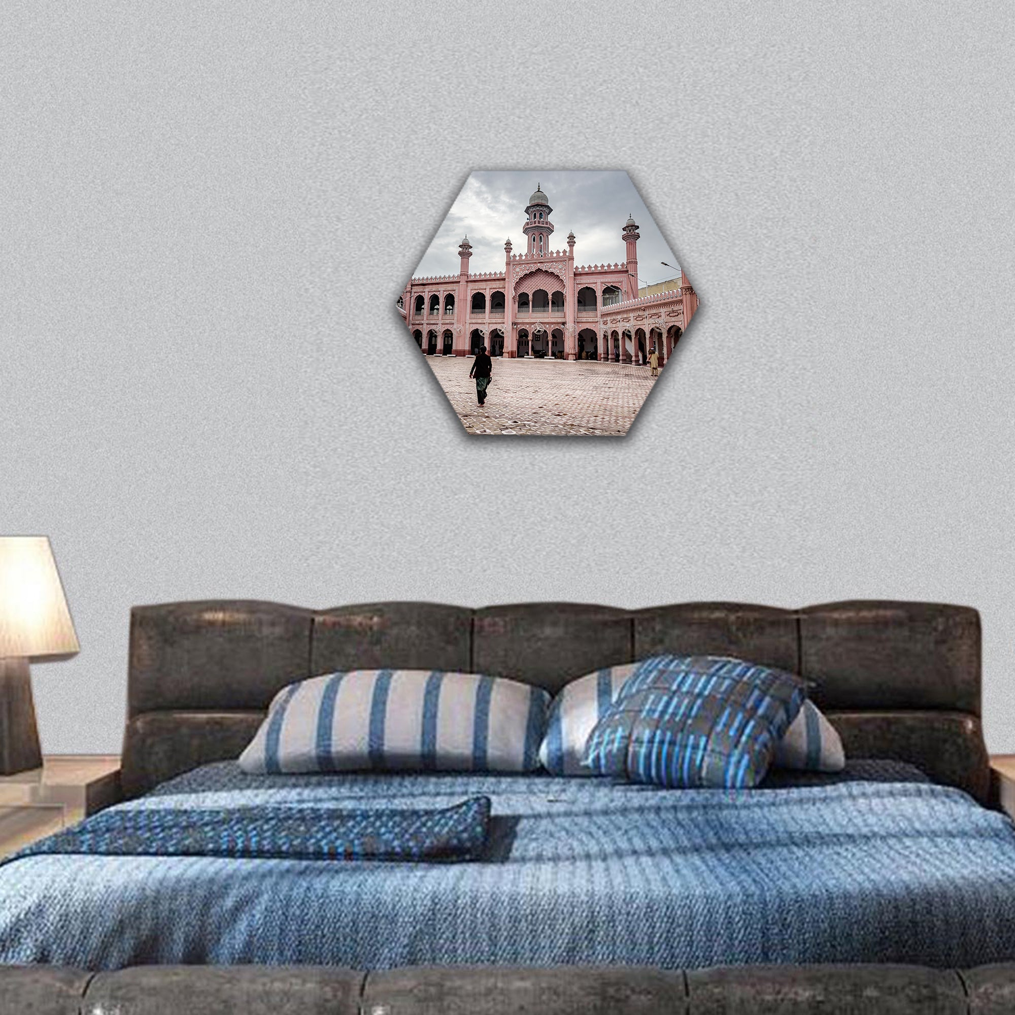 Sunehri mosque in the historic city of Peshawar hexagonal canvas wall art