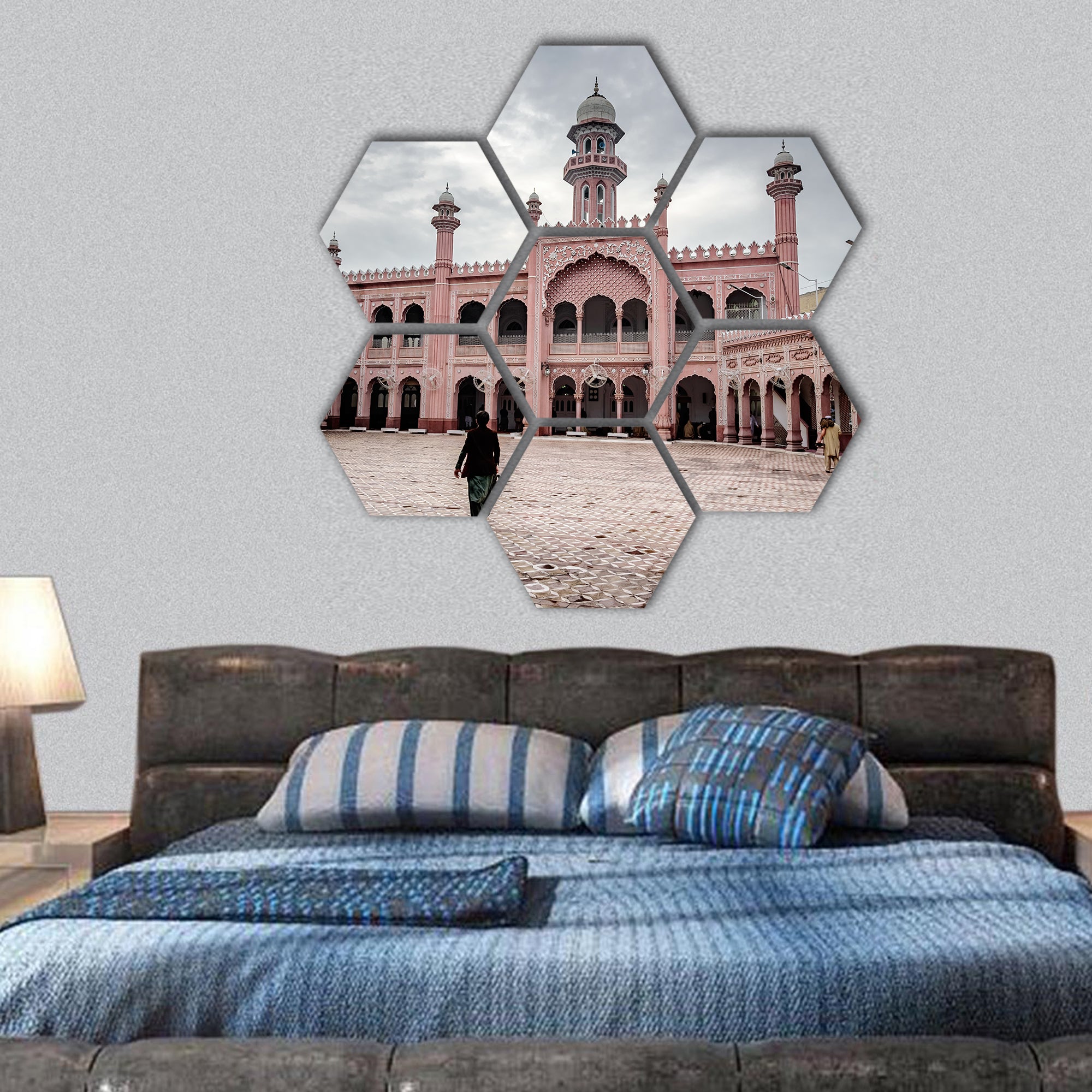 Sunehri mosque in the historic city of Peshawar hexagonal canvas wall art