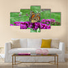 Beautiful orange monarch butterfly on butterfly bush Multi Panel Canvas Wall Art