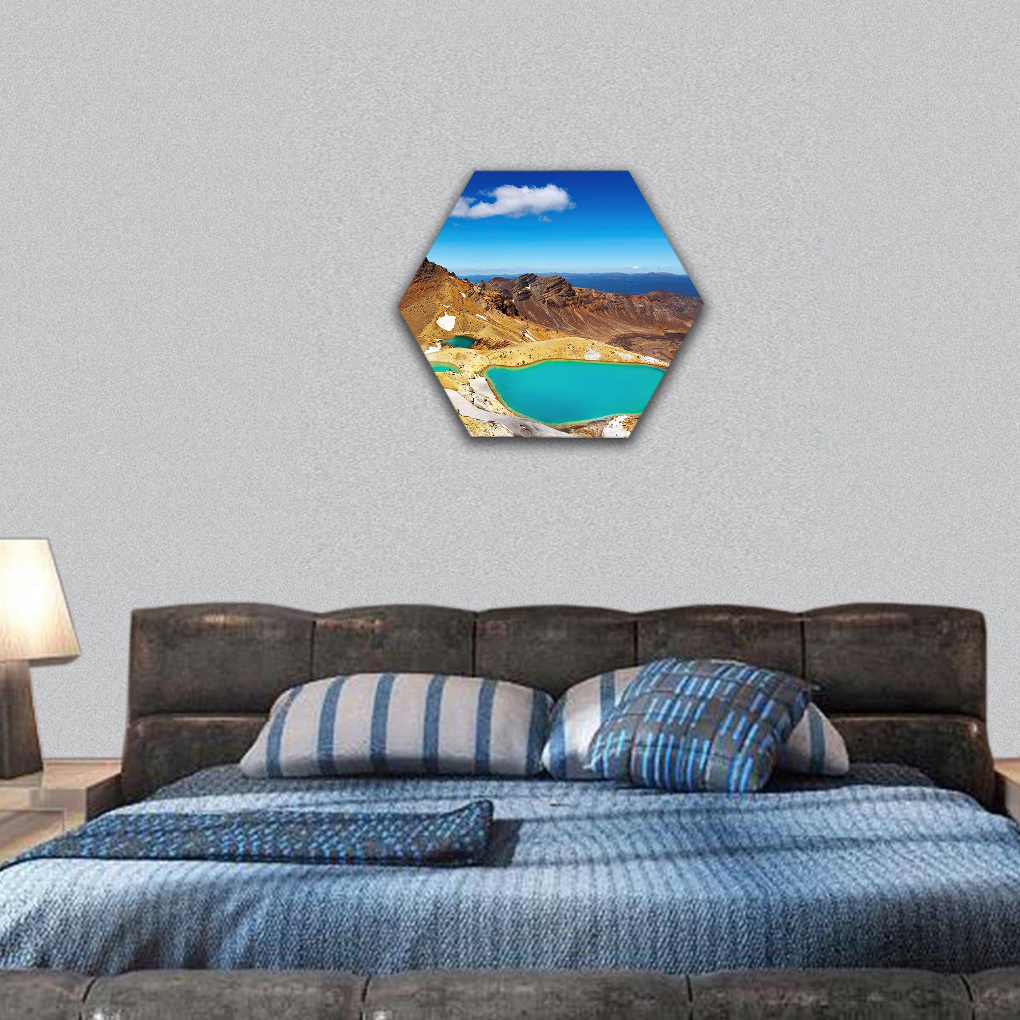 Emerald Lakes, Tongariro National Park, New Zealand hexagonal canvas wall art