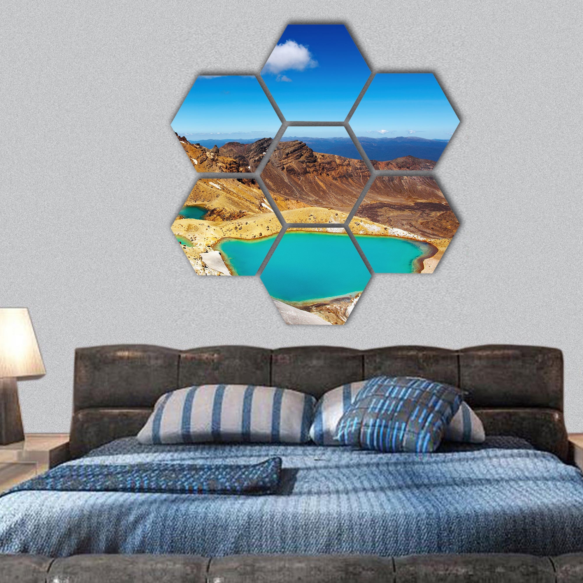 Emerald Lakes, Tongariro National Park, New Zealand hexagonal canvas wall art
