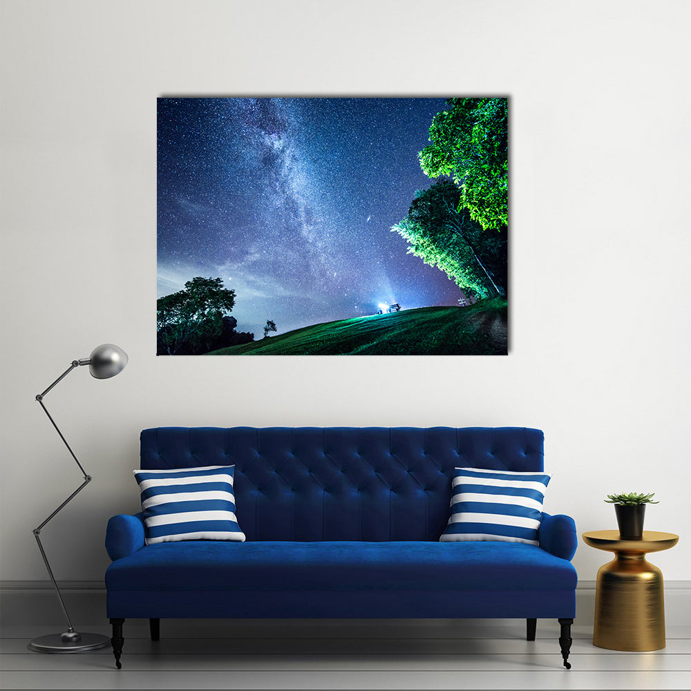 Milky Way In The Mountains Of Nan In Thailand Multi Panel Canvas Wall Art