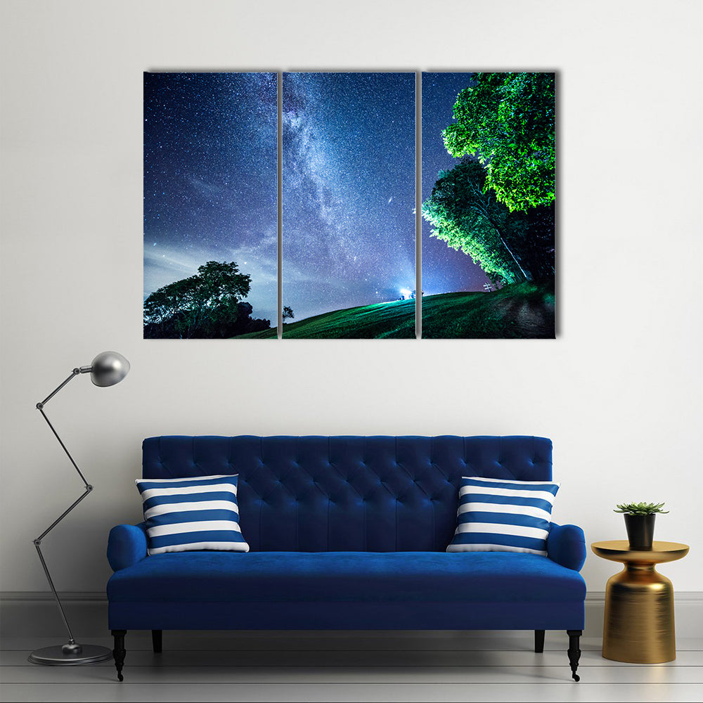 Milky Way In The Mountains Of Nan In Thailand Multi Panel Canvas Wall Art