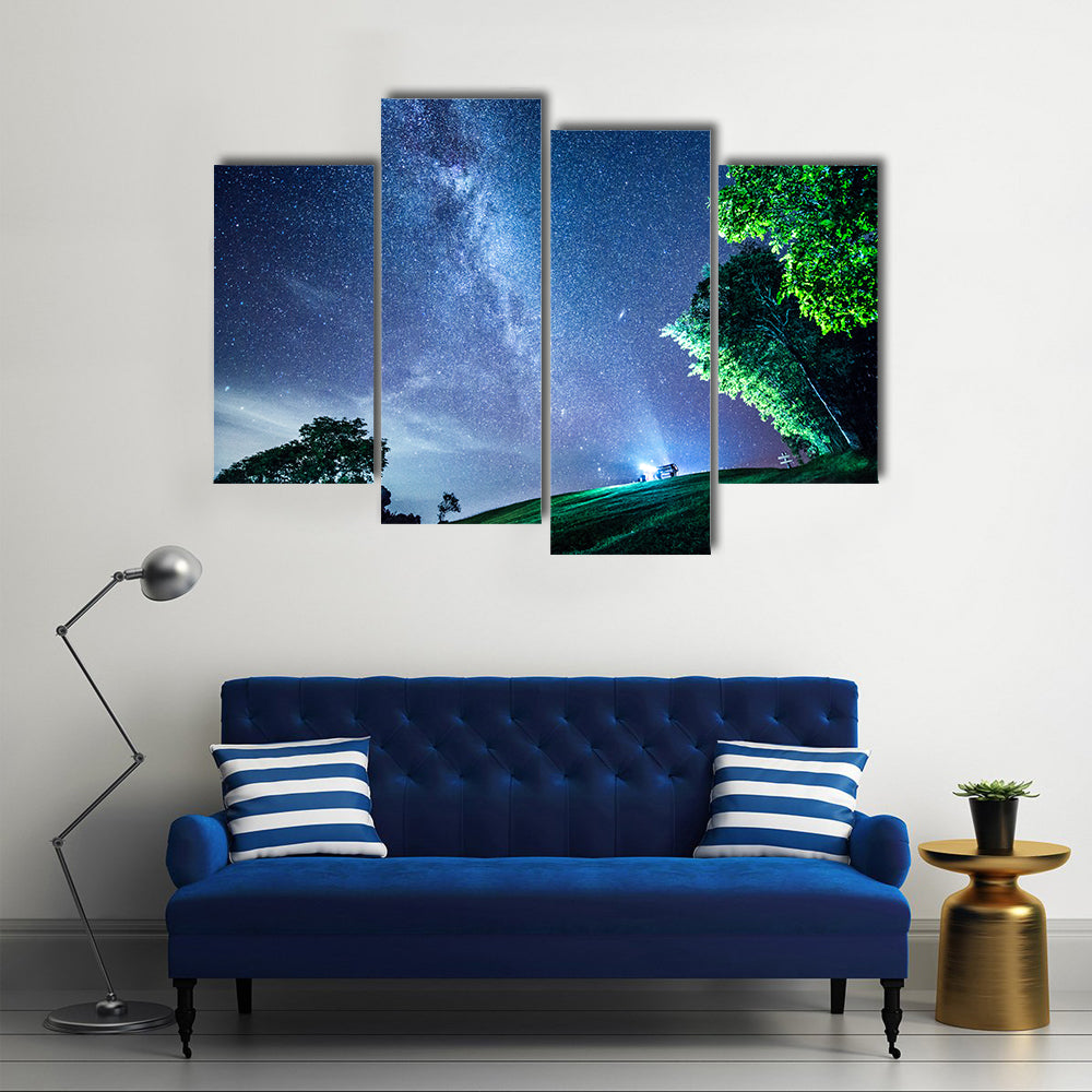 Milky Way In The Mountains Of Nan In Thailand Multi Panel Canvas Wall Art