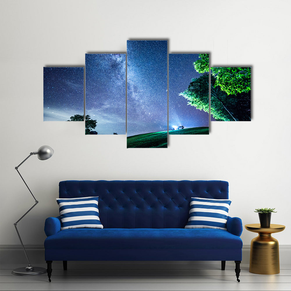 Milky Way In The Mountains Of Nan In Thailand Multi Panel Canvas Wall Art
