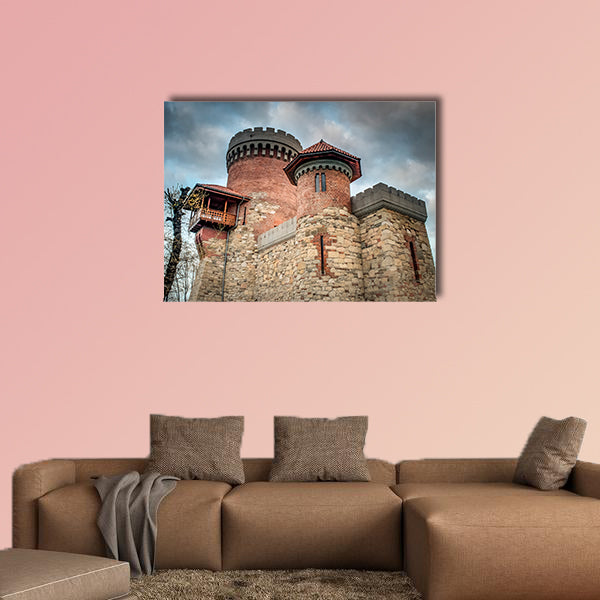Atmospheric image of the castle of Vlad Tepes multi panel canvas wall art