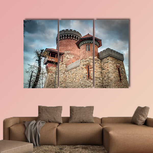 Atmospheric image of the castle of Vlad Tepes multi panel canvas wall art
