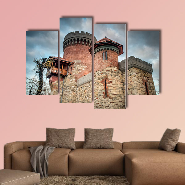 Atmospheric image of the castle of Vlad Tepes multi panel canvas wall art