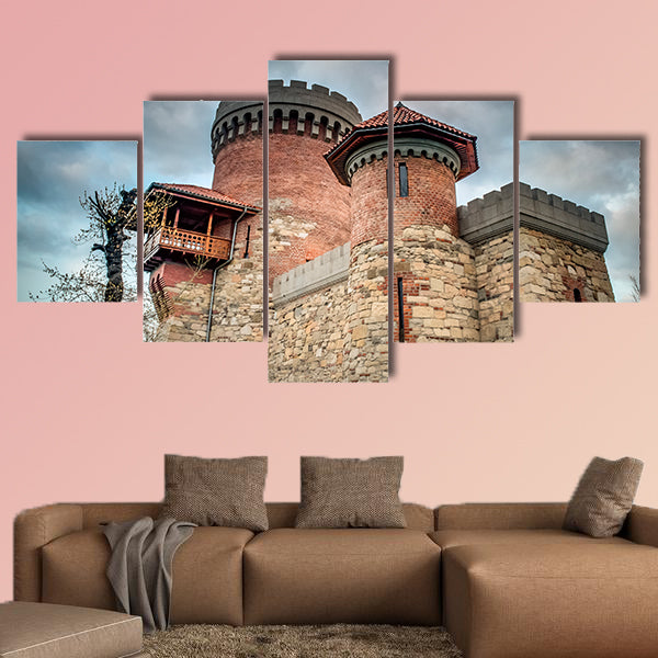 Atmospheric image of the castle of Vlad Tepes multi panel canvas wall art