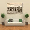 herd of elephants walking in Africa multi panel canvas wall art