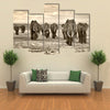 herd of elephants walking in Africa multi panel canvas wall art