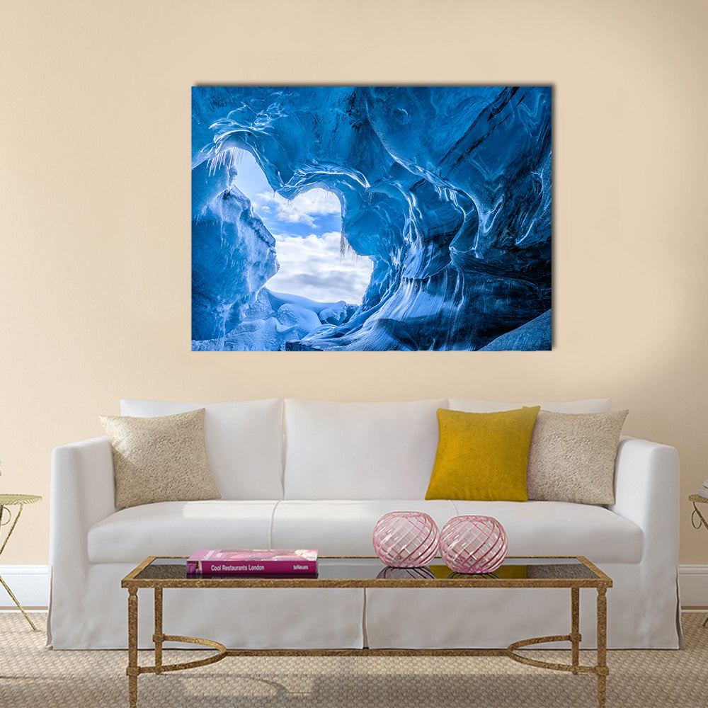 Blue glacier cave in Iceland multi panel canvas wall art