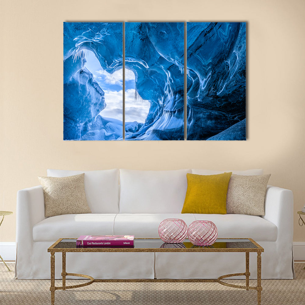 Blue glacier cave in Iceland multi panel canvas wall art