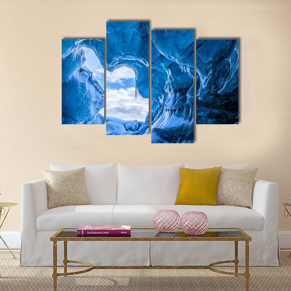 Blue glacier cave in Iceland multi panel canvas wall art
