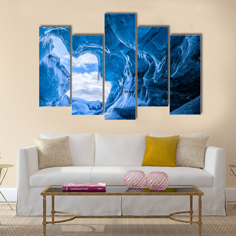 Blue glacier cave in Iceland multi panel canvas wall art